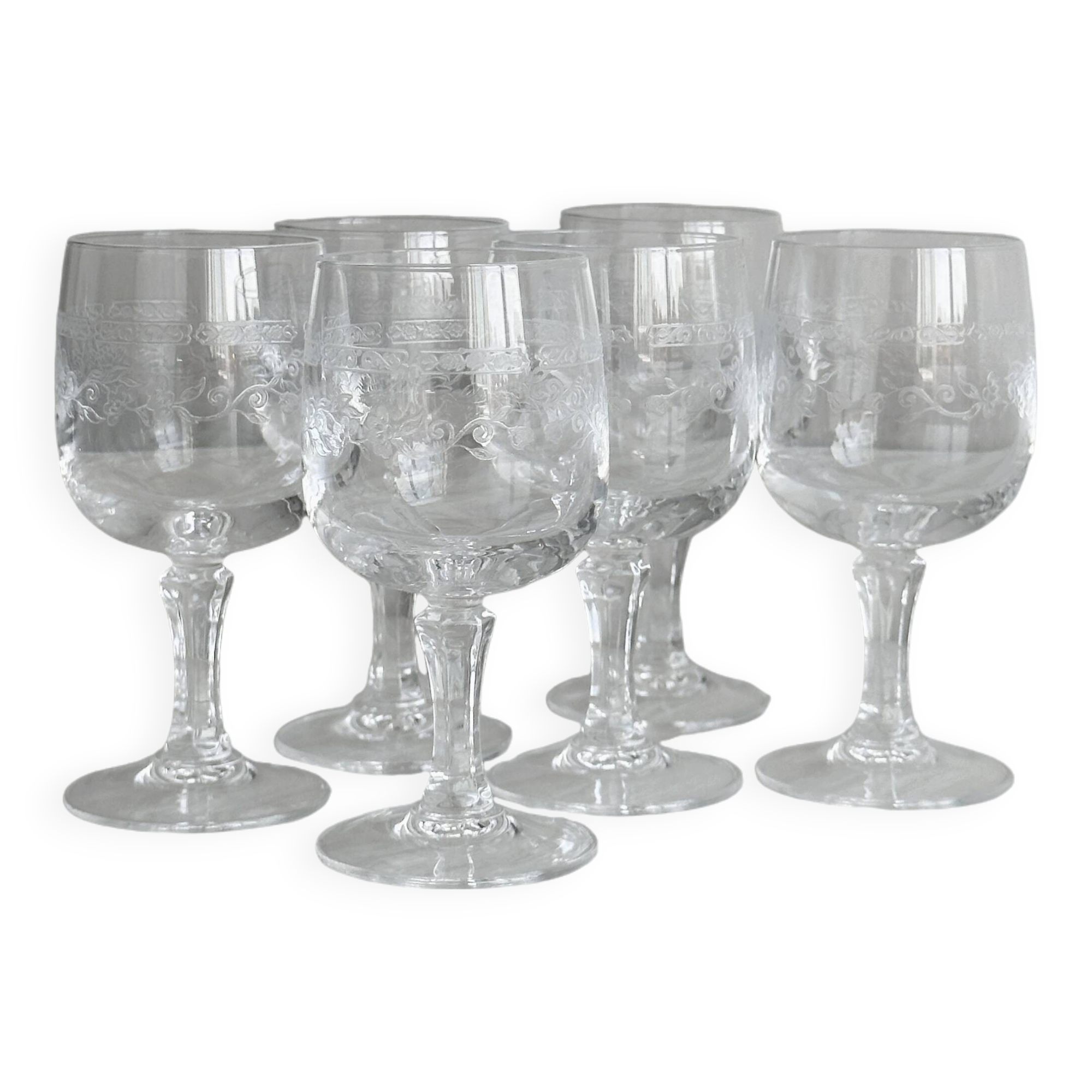 Set of 6 chiseled crystal liqueur glasses