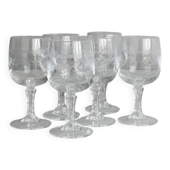 Lot de 6 verres à liqueur en cristal ciselé