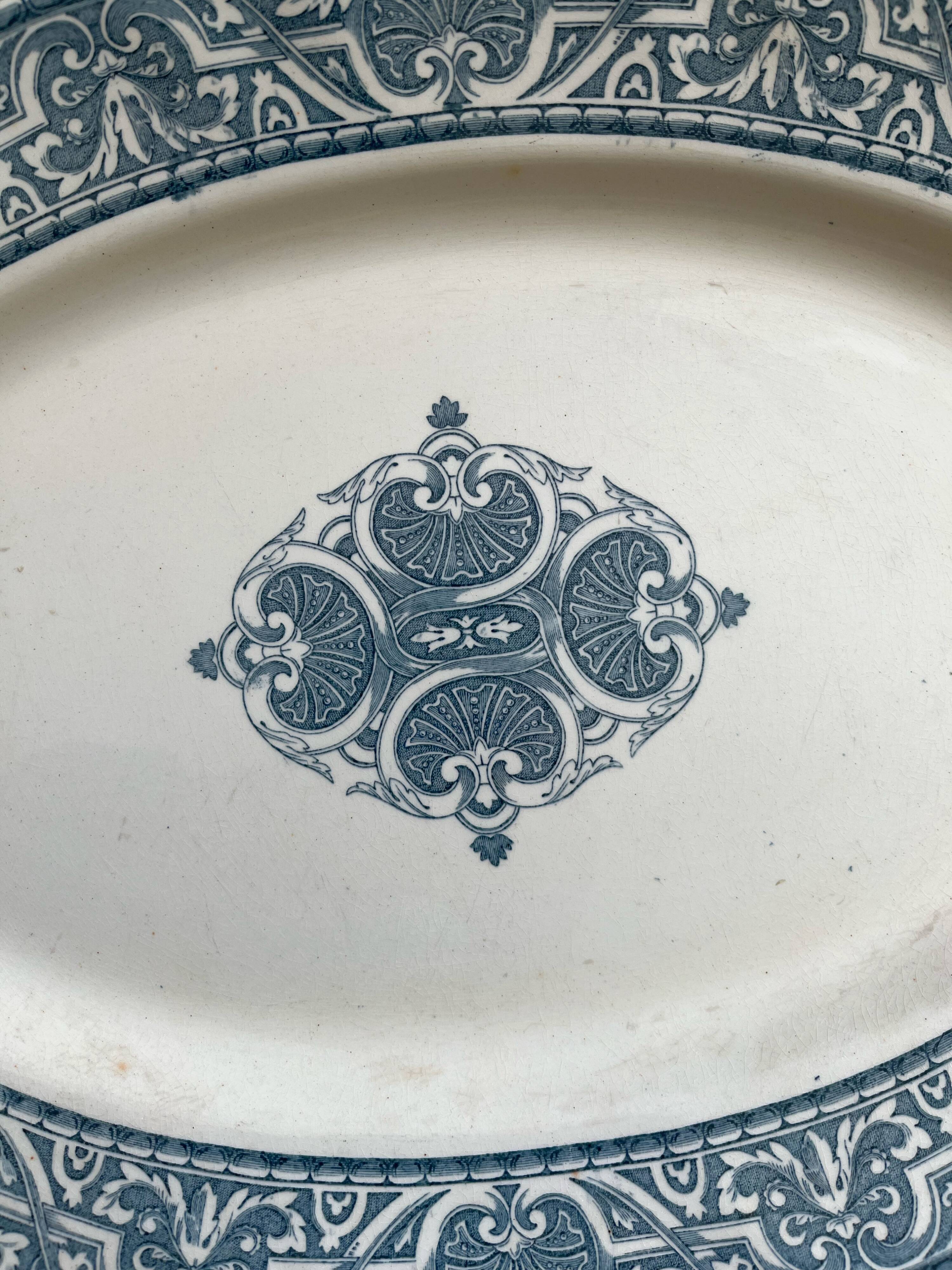 Oval ironstone dish, Henri II, Creil and Montereau, late 19th century