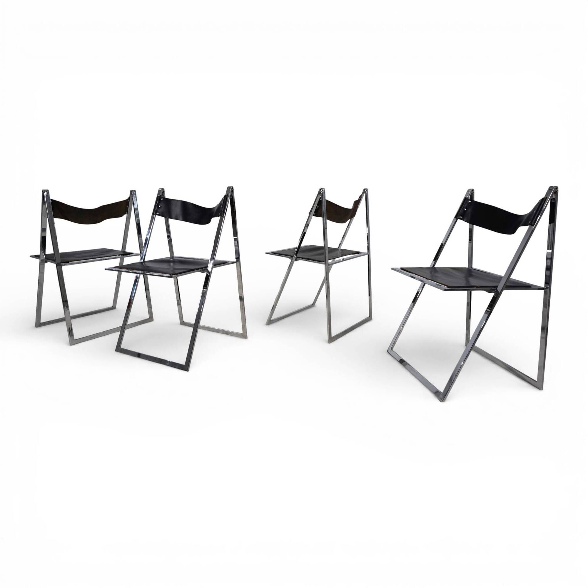 Lübke 4-piece set of folding dining chairs by Fantoni&Geraci, 1969