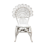 Emmanuelle-style white rattan peacock chair