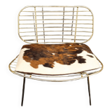 Designer gold thread armchair with cowhide cushion