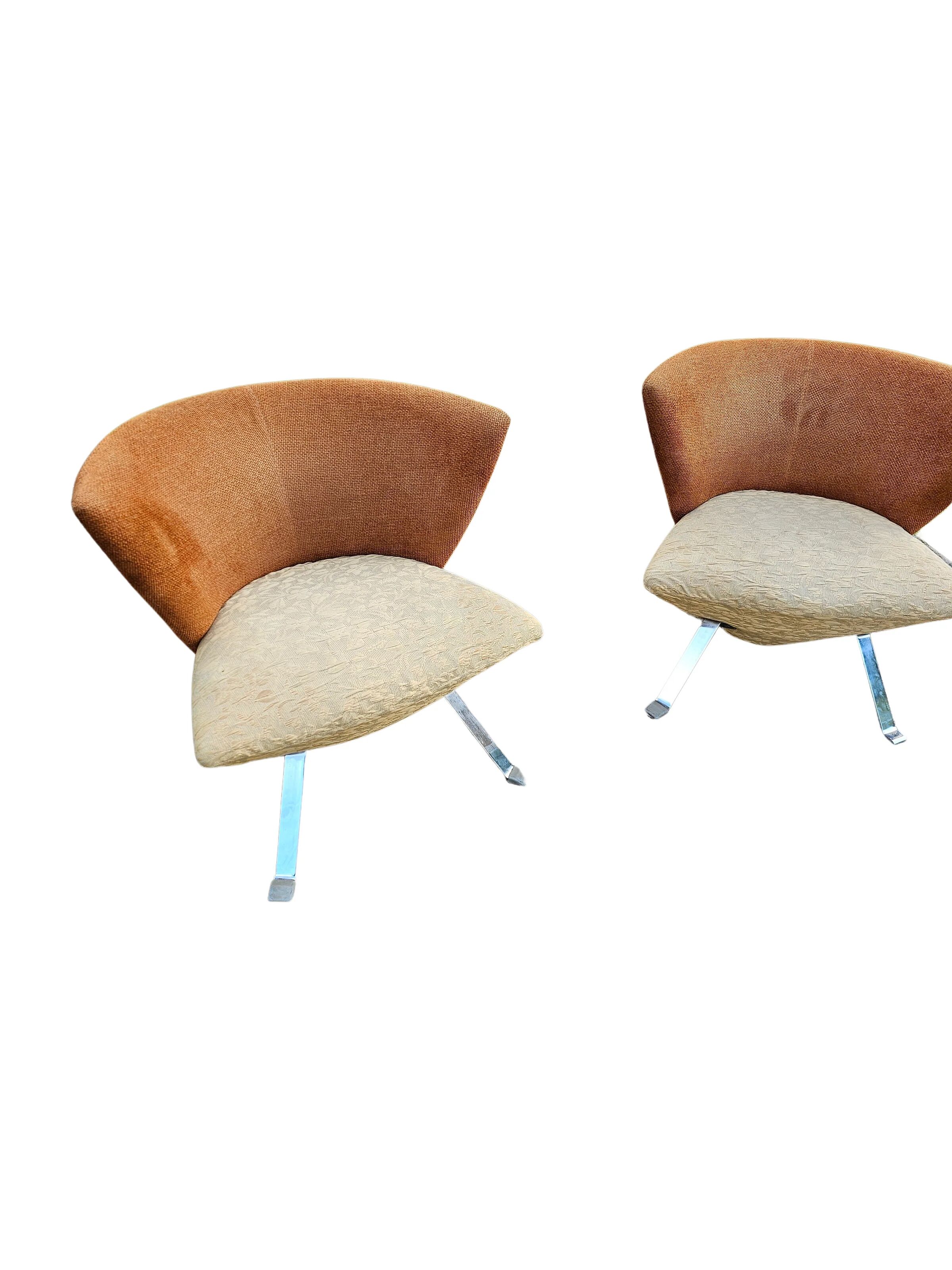 Giorgio Saporiti Post Modern Jada Slipper Chairs, very rare two-tone model, 1970s