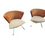 Giorgio Saporiti Post Modern Jada Slipper Chairs, very rare two-tone model, 1970s