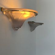 Pair of vintage glass and brass wall lights, France, 1960s