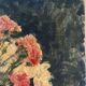 Bouquet d’œillets en vase bleu et blanc, signée