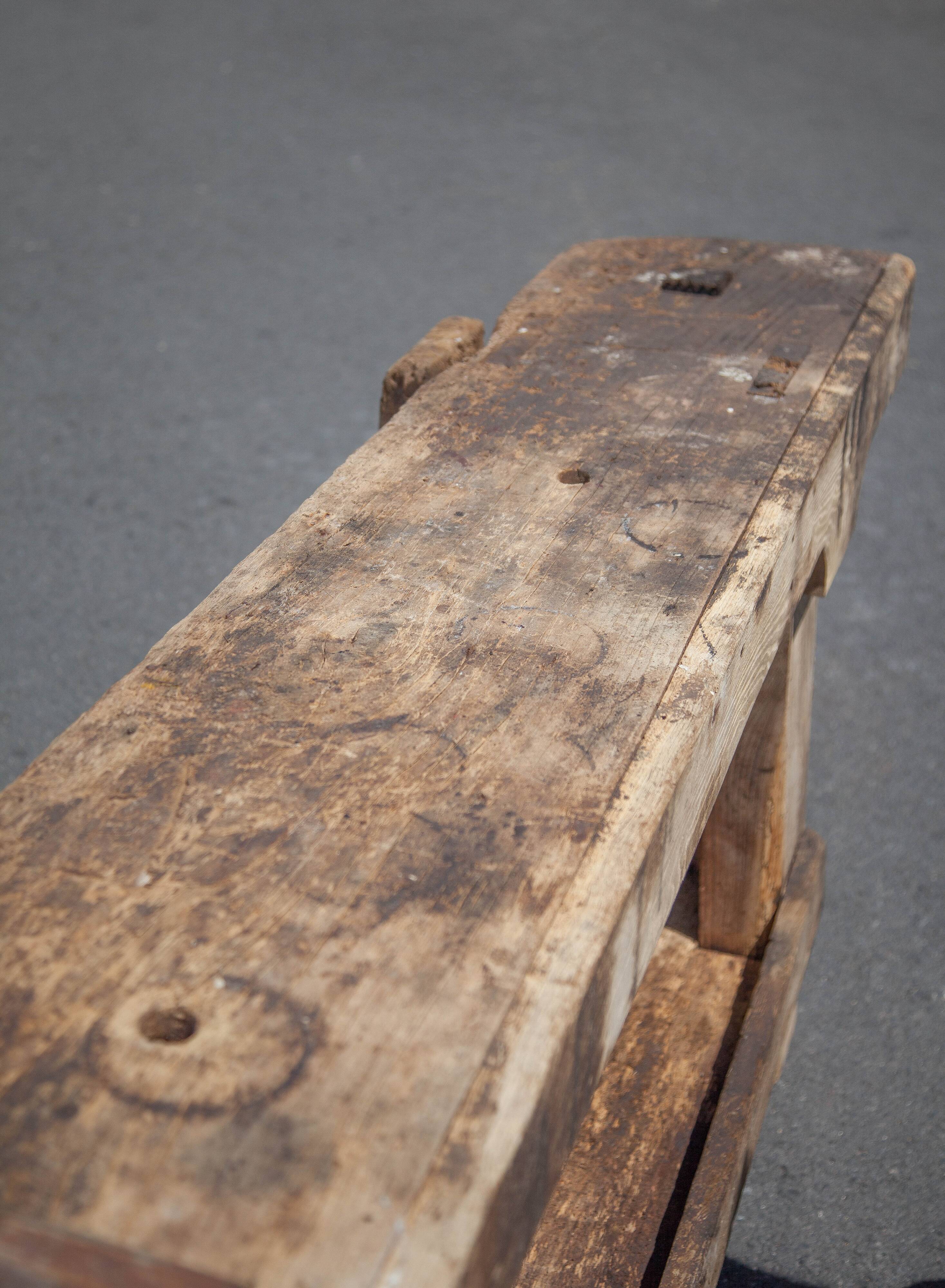 Large carpenter's workbench, old workbench, wooden workbench, industrial decoration