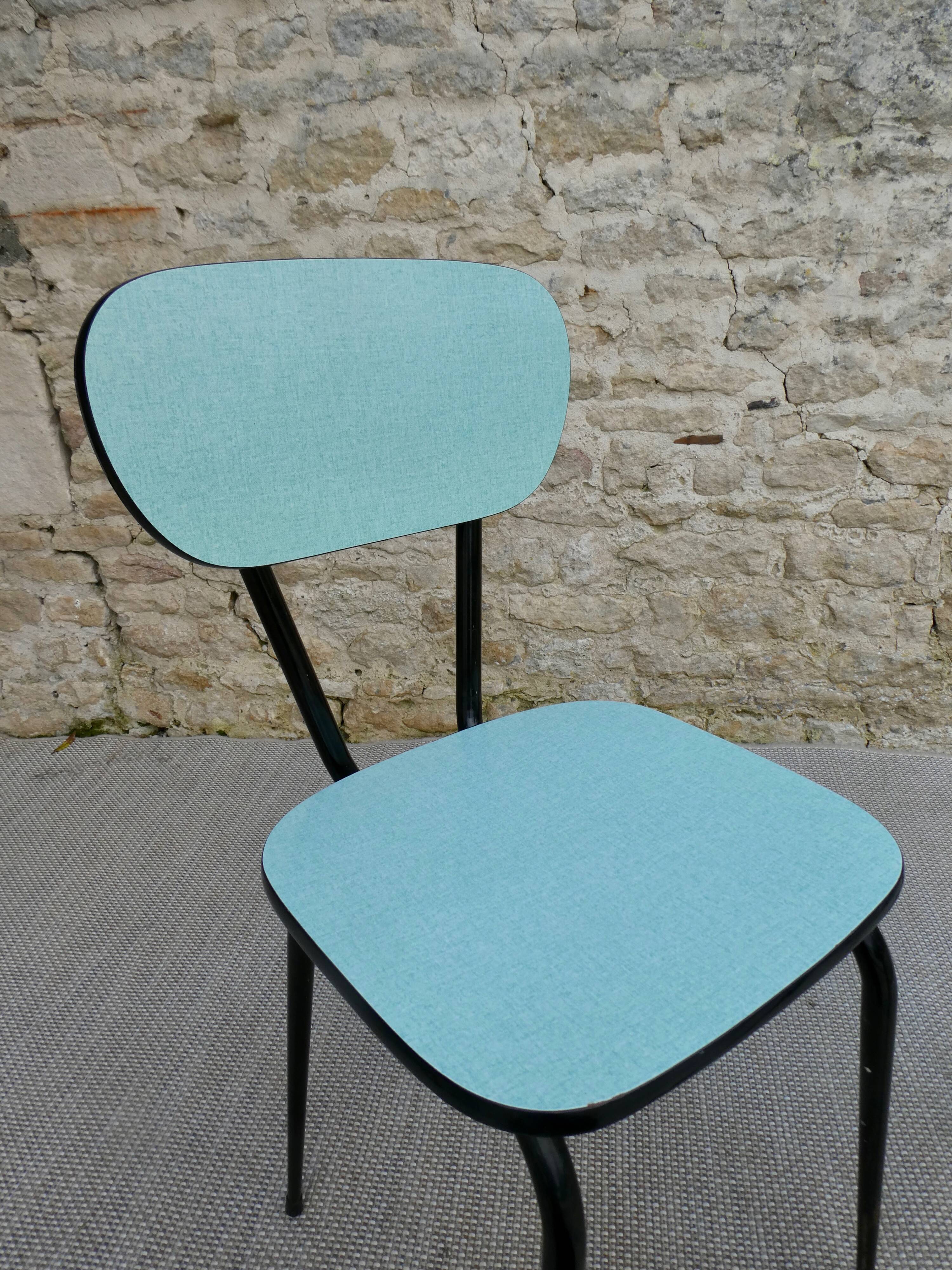 Pair of formica chairs with black tapered legs, 60s