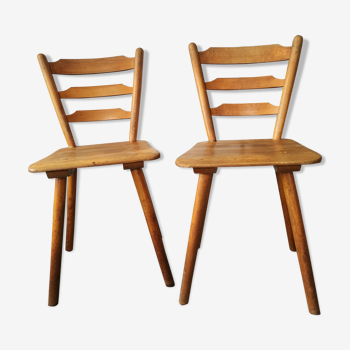 Pair of solid wood bistro chairs