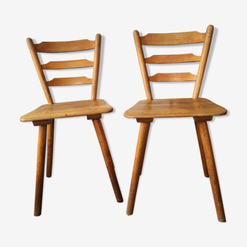 Paire de chaises bistrot bois massif