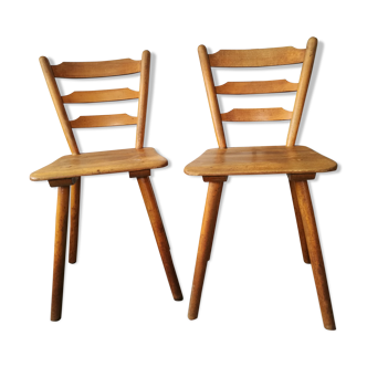 Pair of solid wood bistro chairs