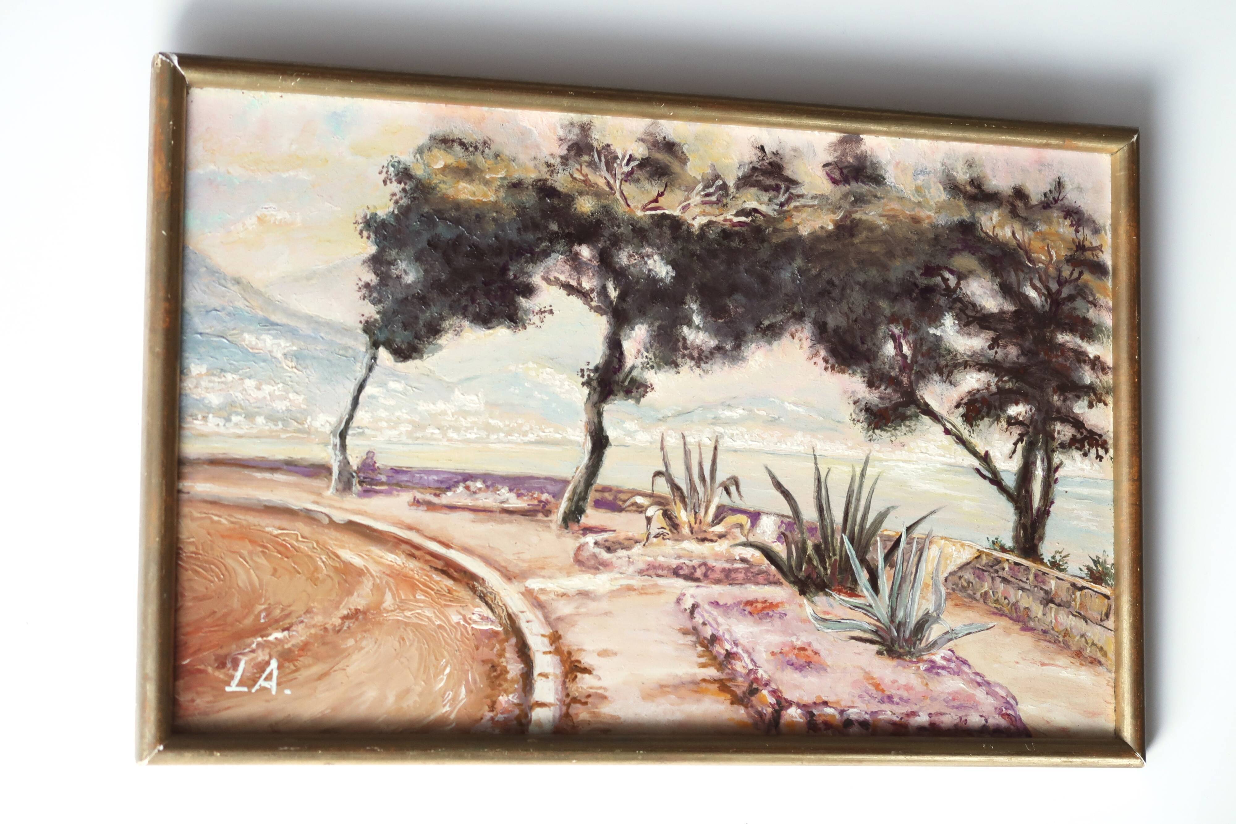 Painting, seascape painting signed LA, 70s