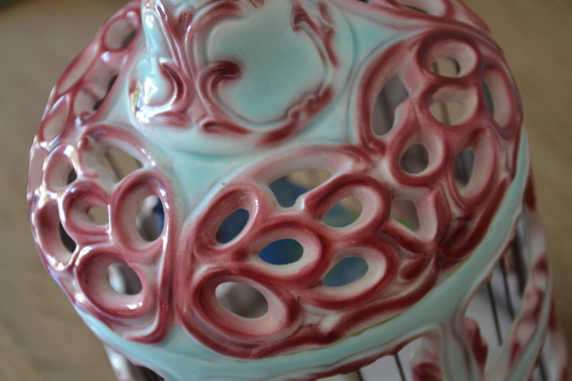 Antique Italian ceramic birdcage
