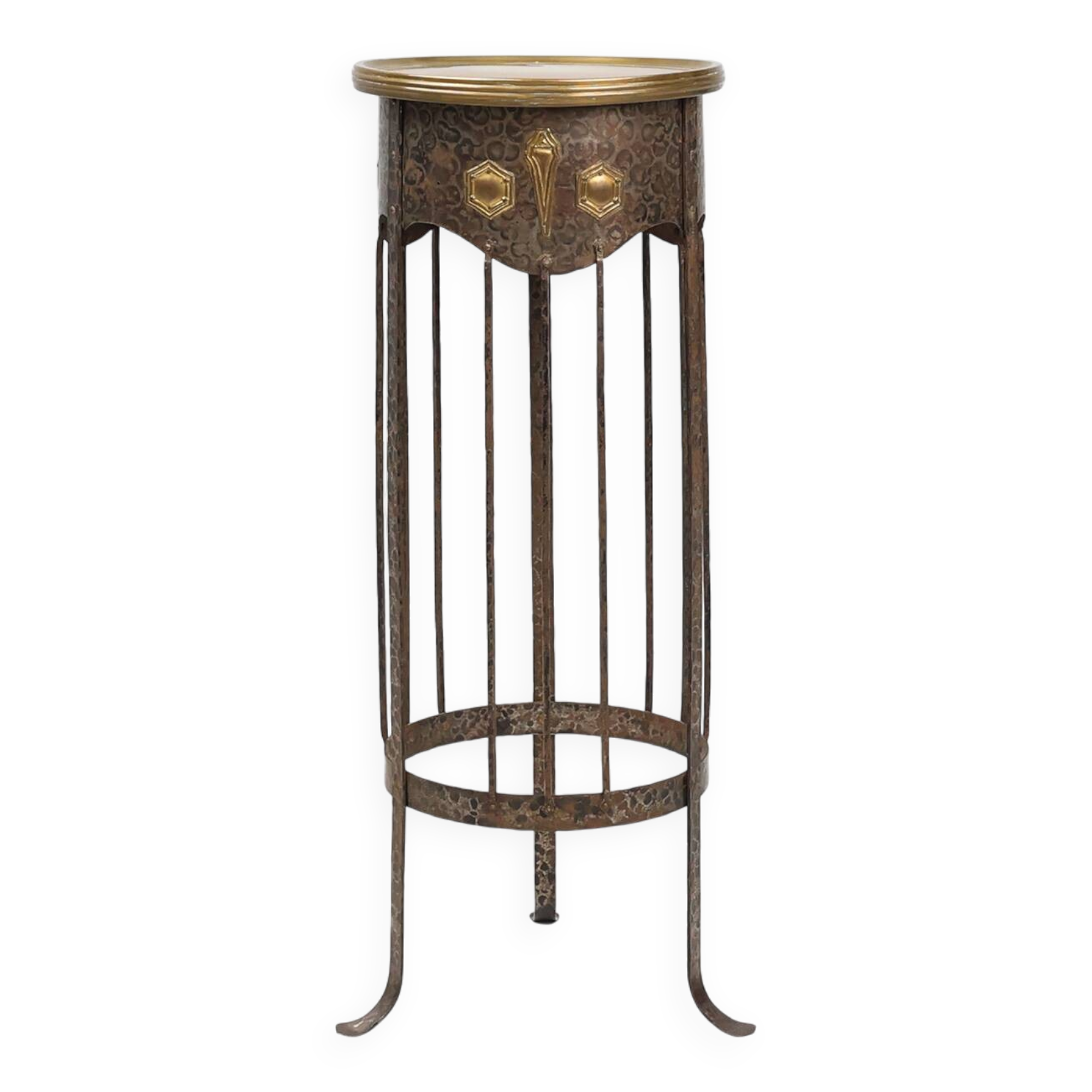 Art Nouveau wrought iron and brass high console Wiener Secession style