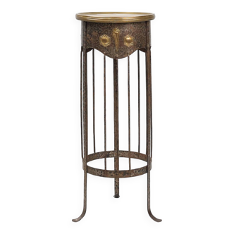 Art Nouveau wrought iron and brass high console Wiener Secession style