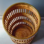 Brass and rattan umbrella stand 1970