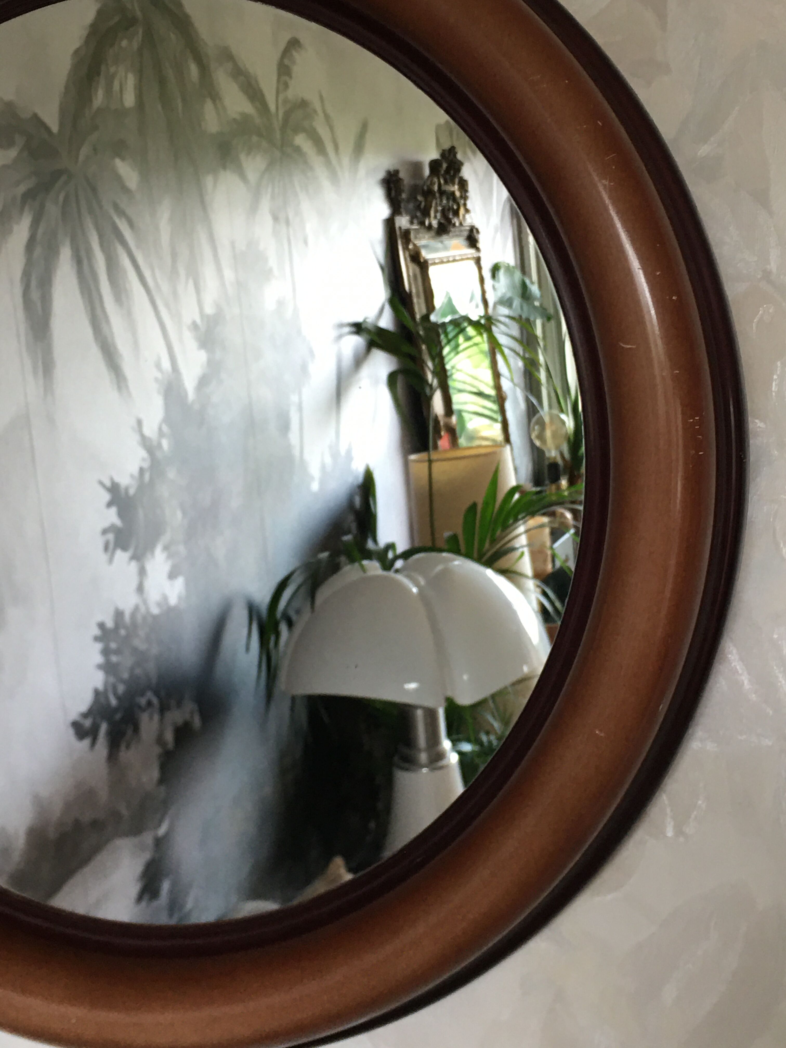 70s round mirror 53cm