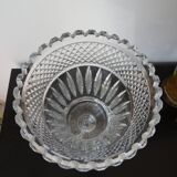 Old Bohemian cut crystal vase on foot 32 cm