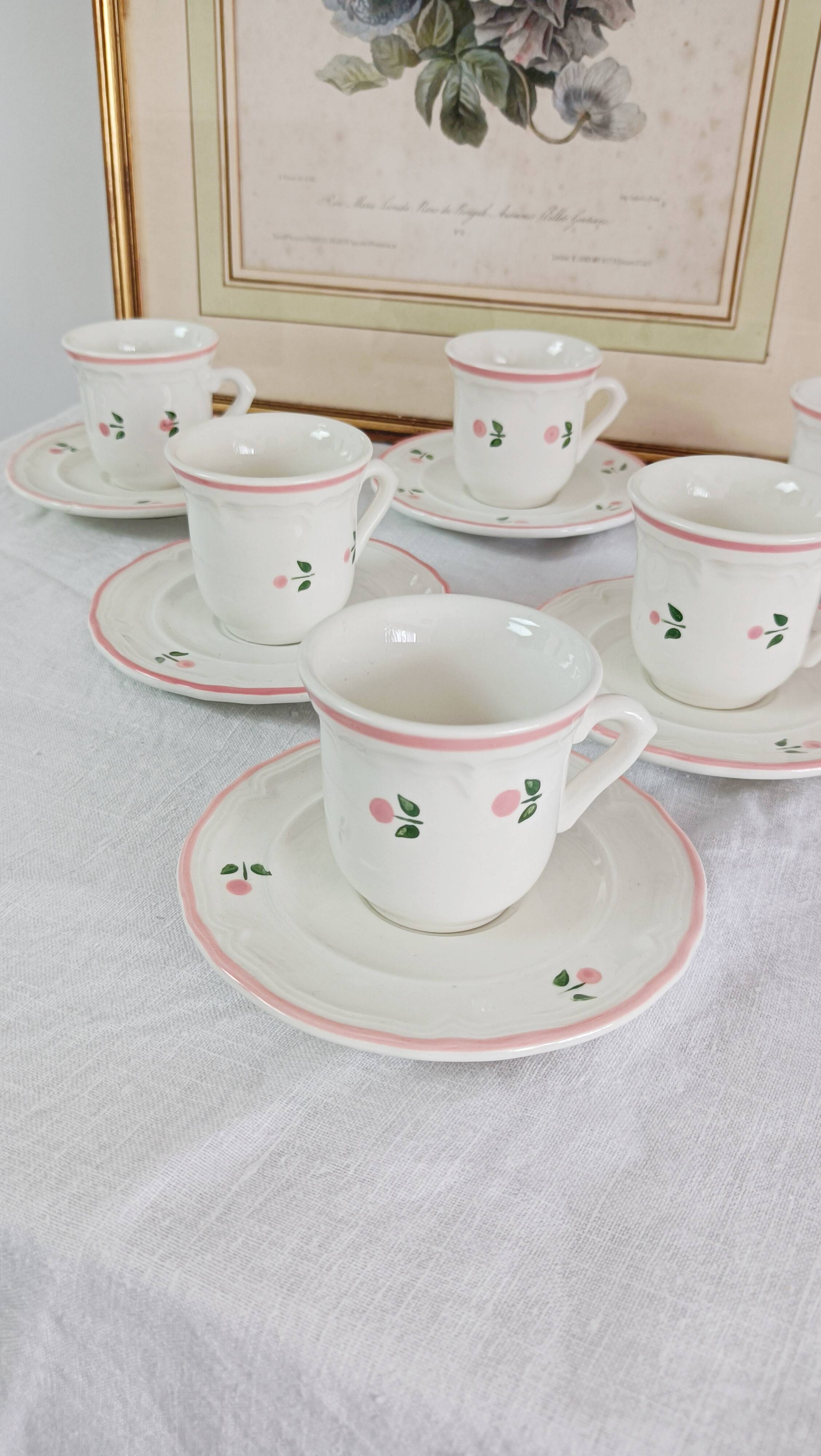 Set of 6 quadrifoglio coffee cups with saucers