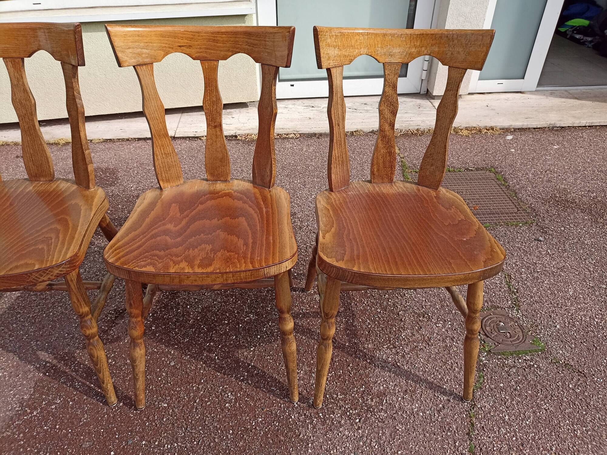 Set of 4 bistro bar chairs year 80 - 90 - wooden - baumann