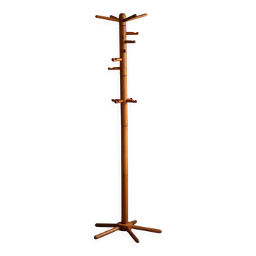 Decorative coat rack in solid pine, mid-century Danish modern, 1970s.