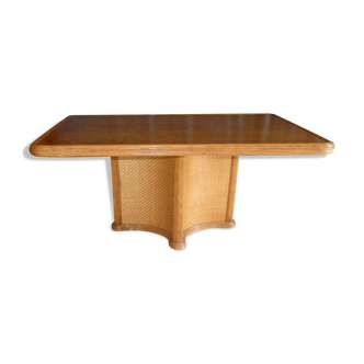 Dinner table in rattan cane