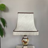Lampe de salon en faïence façon craquelée décor fait main époque XXe