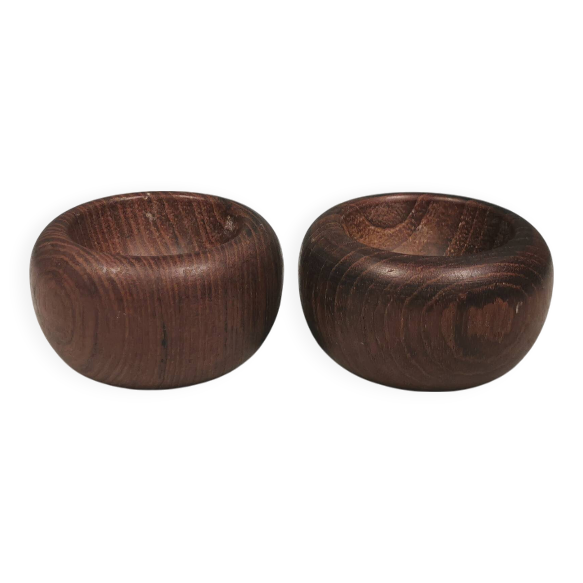 Two small saltcellars (or salt and pepper) in teak wood, Denmark 1970s.