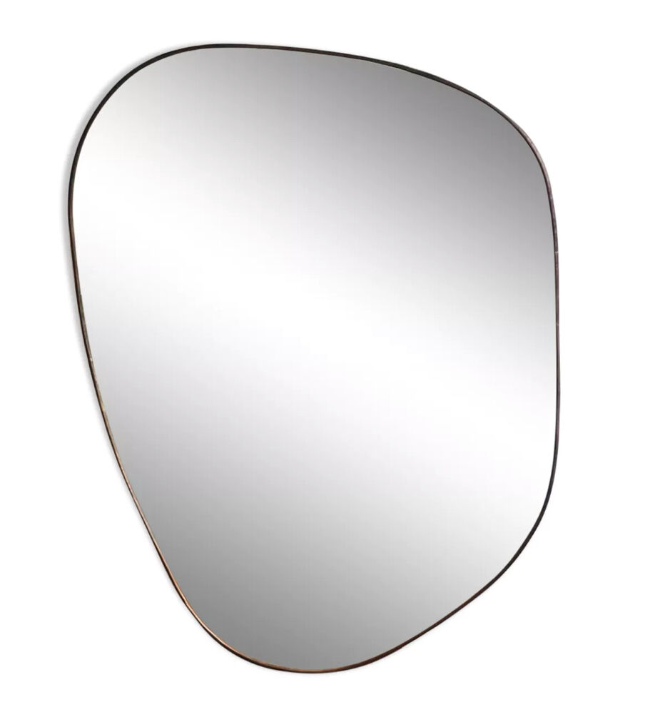 Irregular trapeze mirror organic brass black minimalist 80x110cm