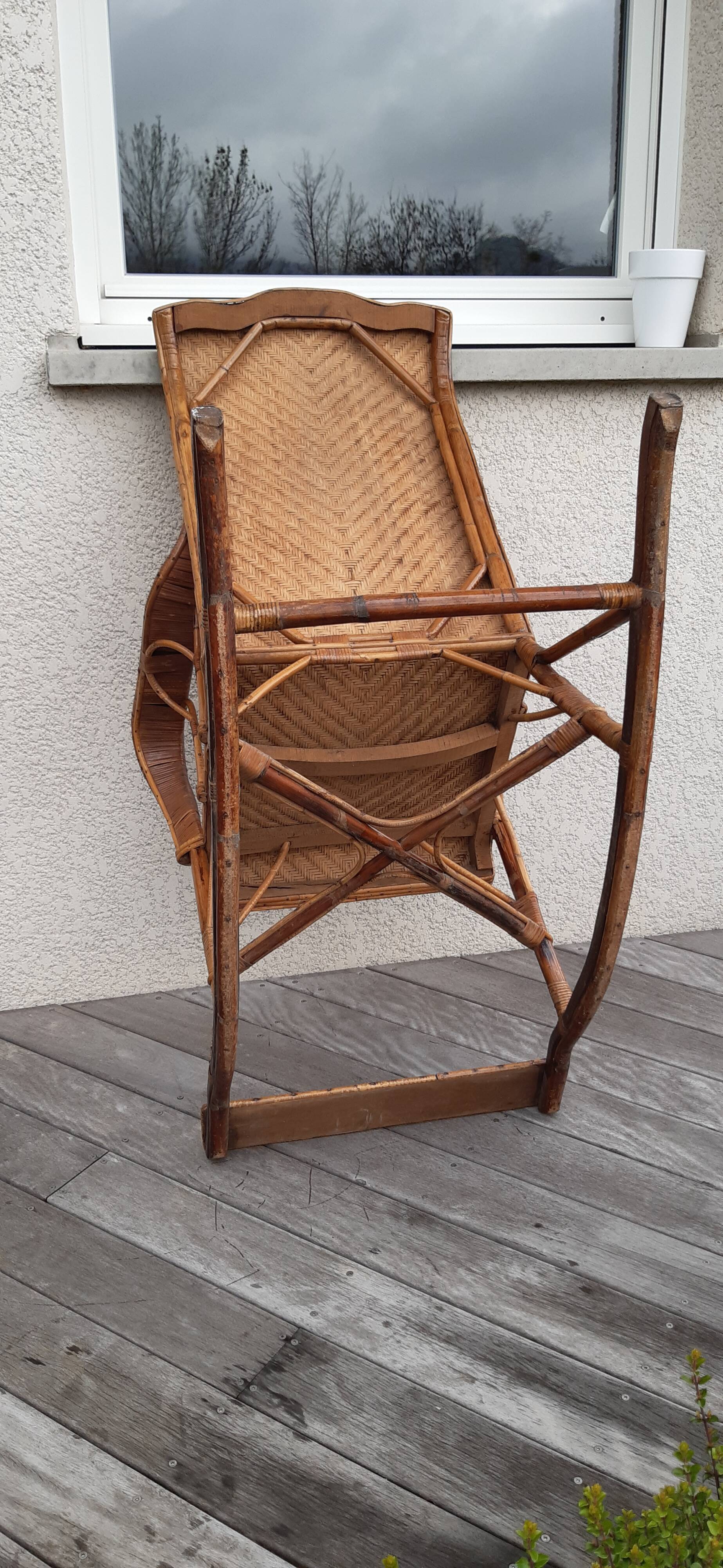 Rocking chair rotin et bois
