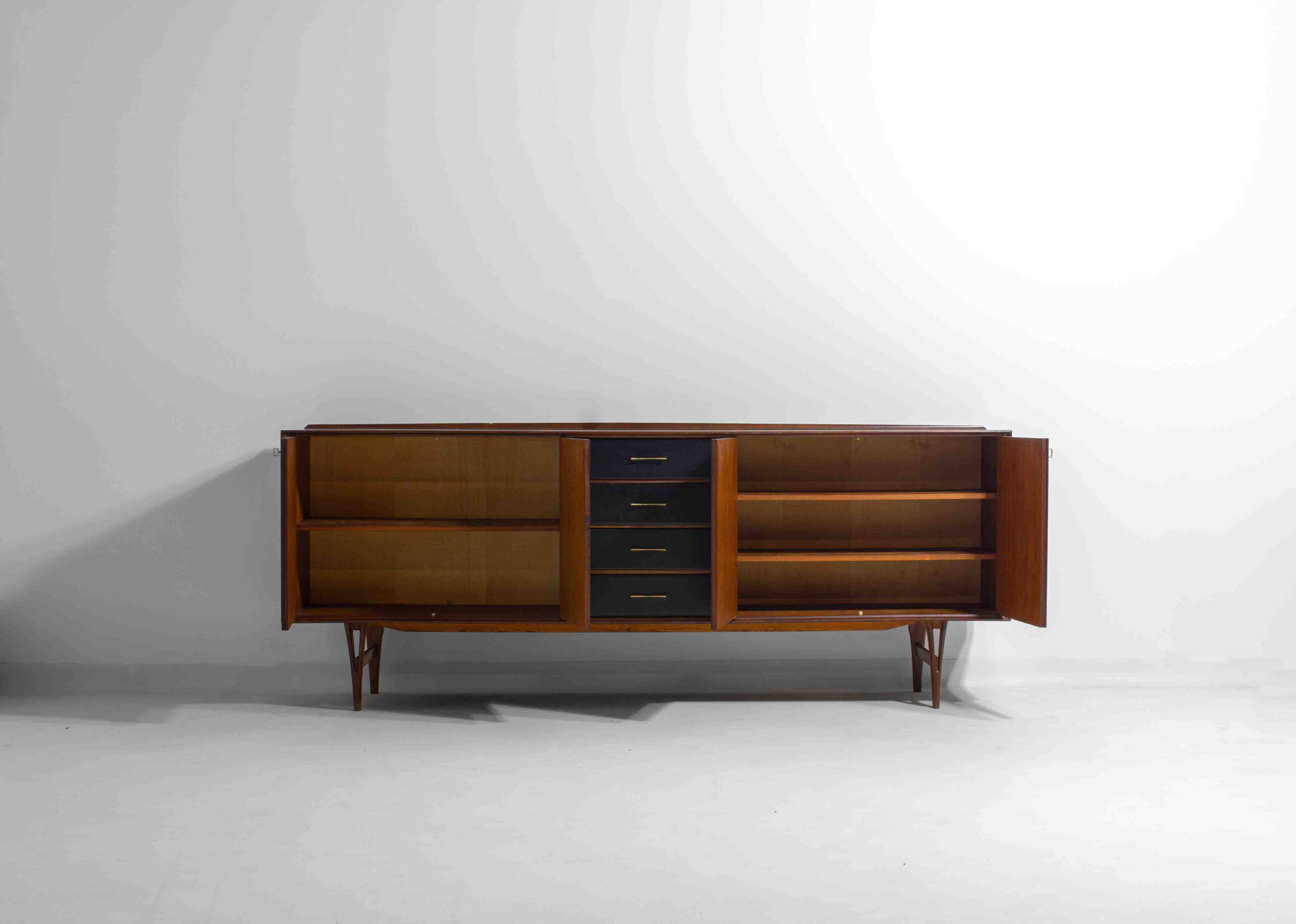 Minimalist sideboard in warm teak by Van Pelt, Belgium 1960s