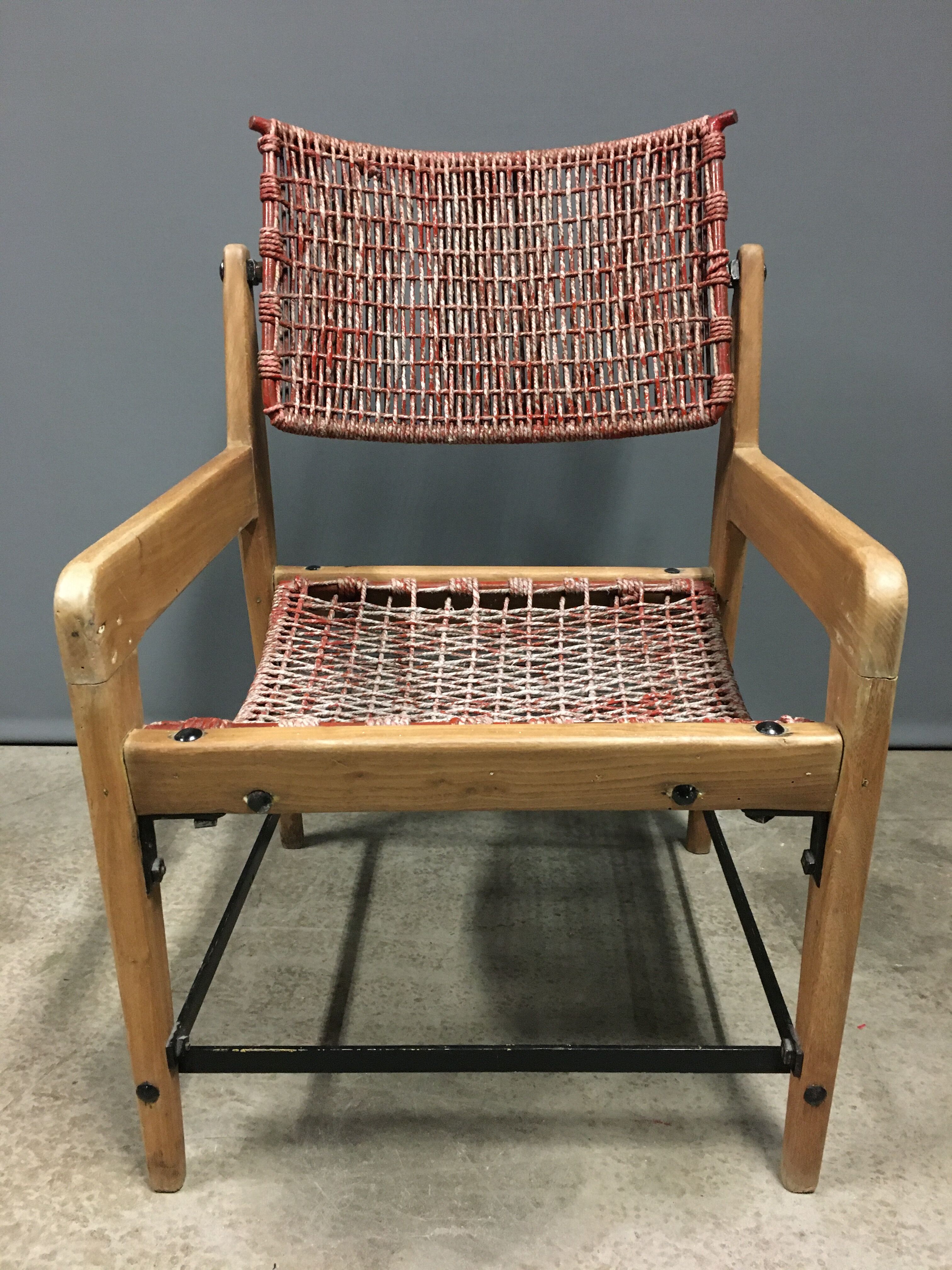 1950's very original french rope lounge chair