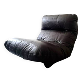 chauffeuse Marsala plexiglas & cuir marron patchwork, Ligne Roset 1970
