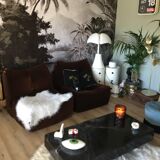 Coffee table 70s black marble effect