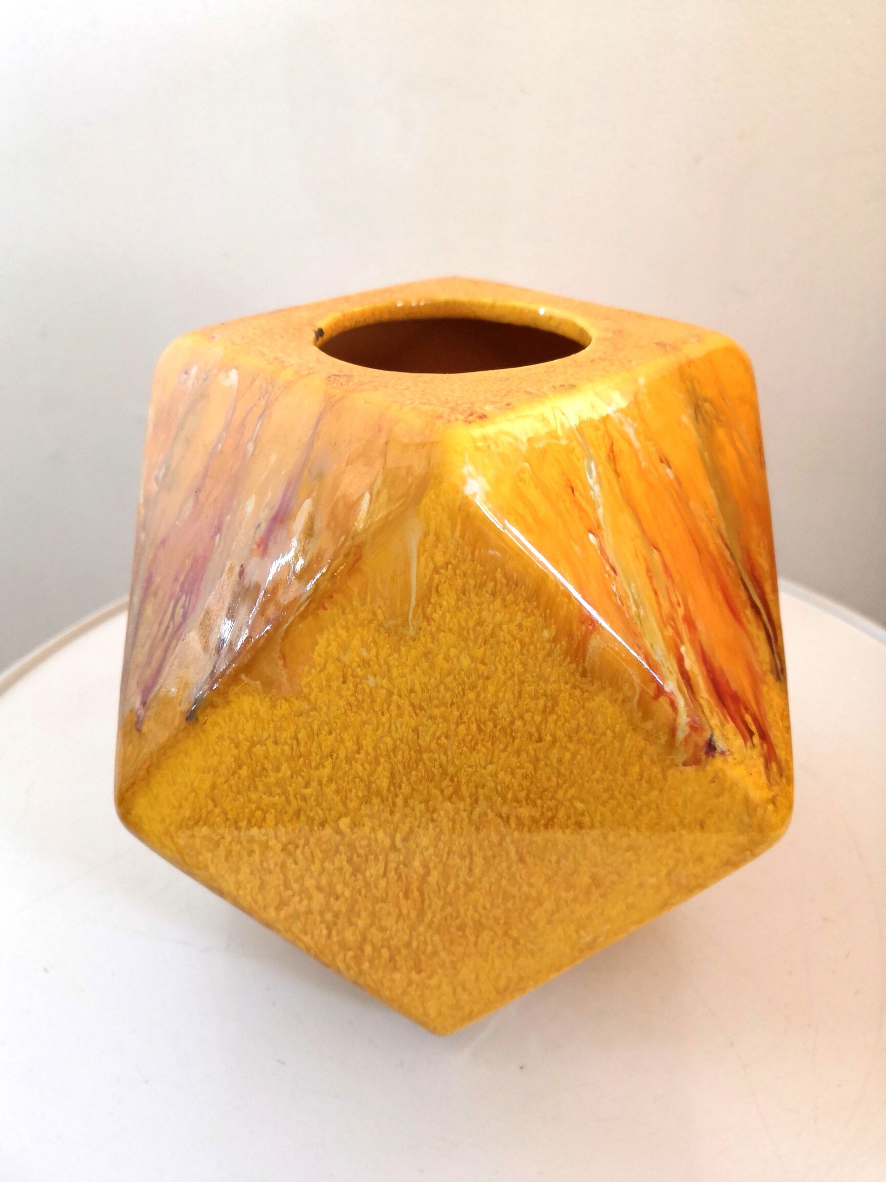 Ceramic vase shape geometric design 70s