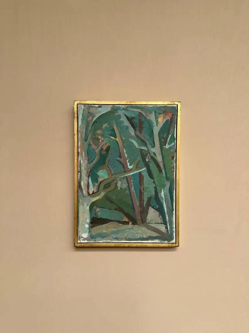 Original Swedish Oil on Canvas – “Forest” by Thure Lindskoog – Signed – Vintage & Framed – 44 × 32 cm (17.3" × 12.6")