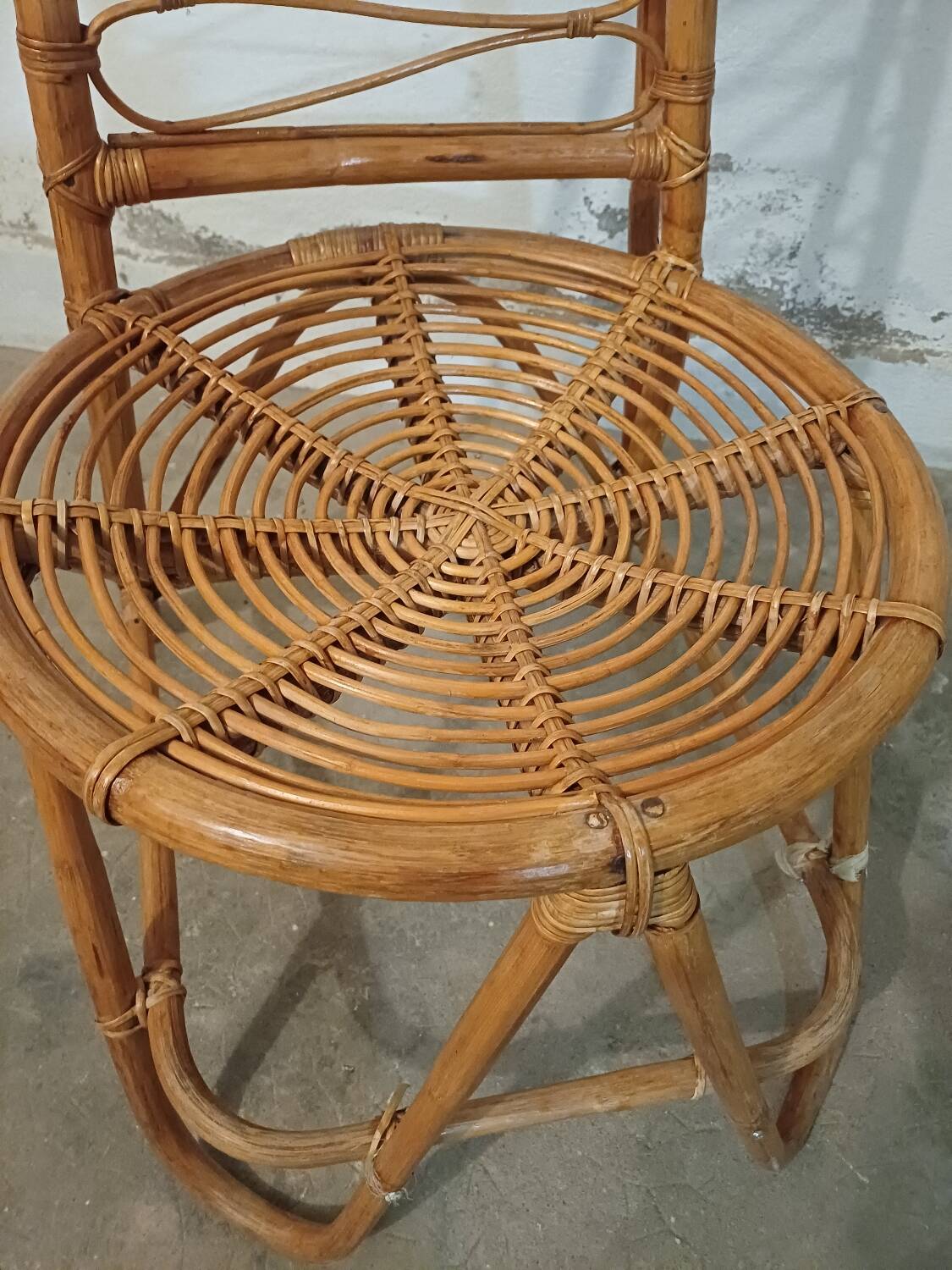 Rattan high chair, bamboo