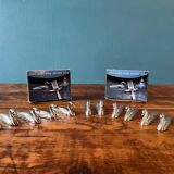 12 cutlery knife holders in silver metal