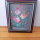 Small Painting Oil on Canvas Framed Still Life Flowers J. Justin Collection Signed