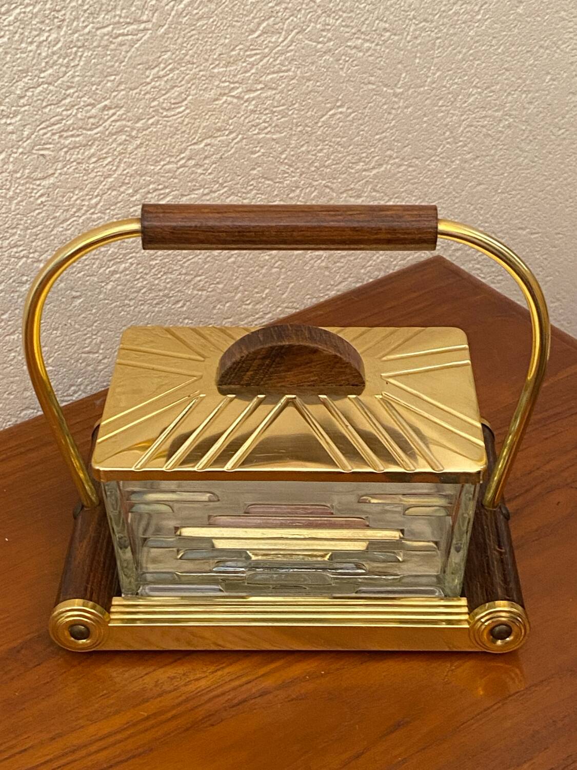 Art Deco biscuit box on a mirrored tray