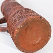 XL Mid-Century Brutalist Chamotte Vase in earthy red-brown ceramic by Spara Keramik, Germany 1960s