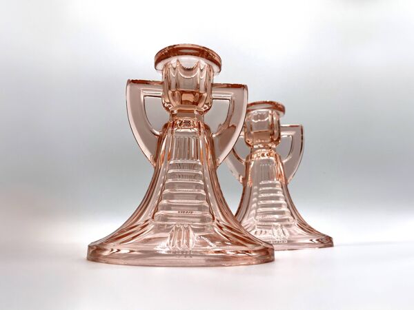 2 bougeoirs/chandeliers Luxval • modèle Victoria • Val Saint Lambert • 1935