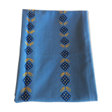Nappe bleue ancienne broderie main