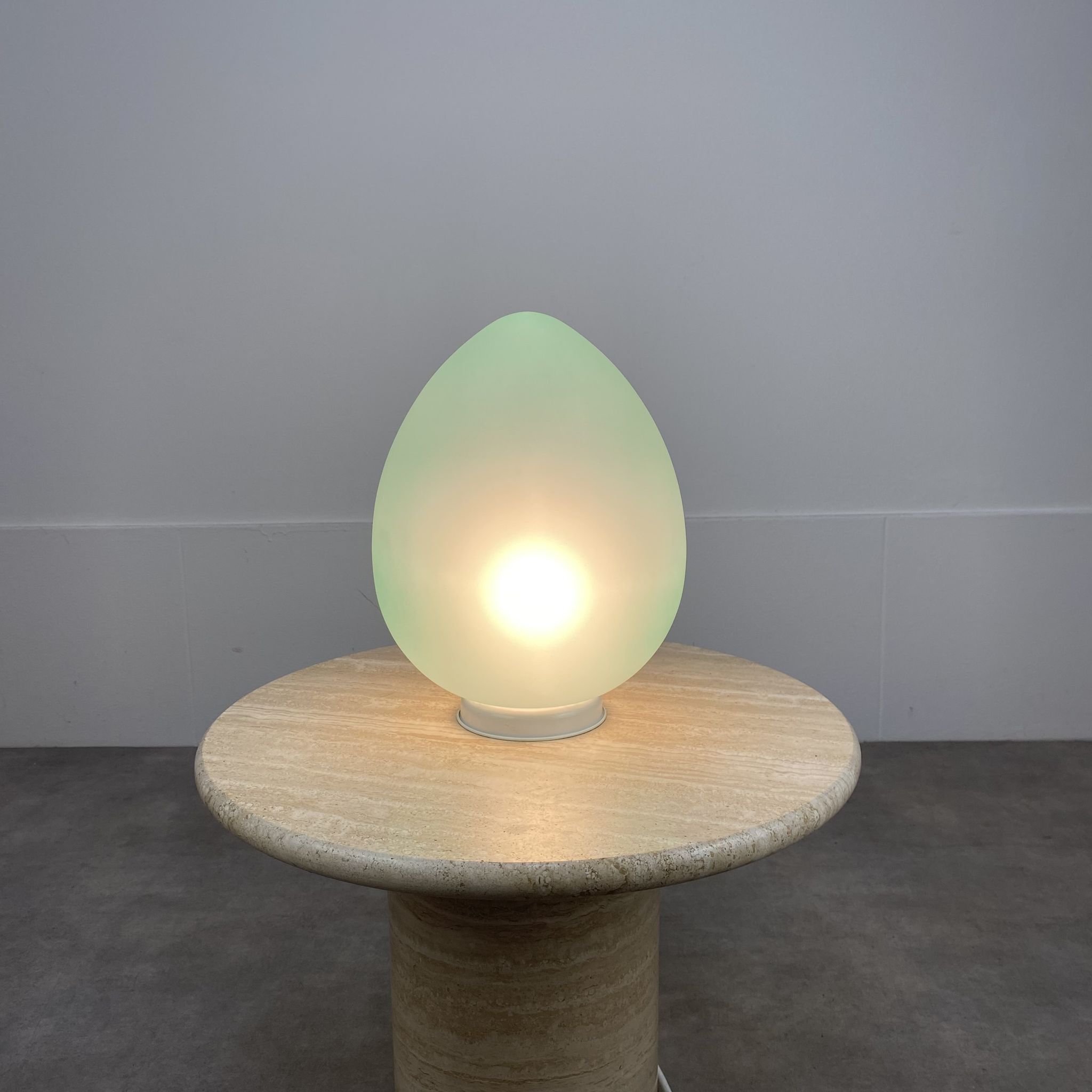 Egg lamp Domec pale green glass 70s