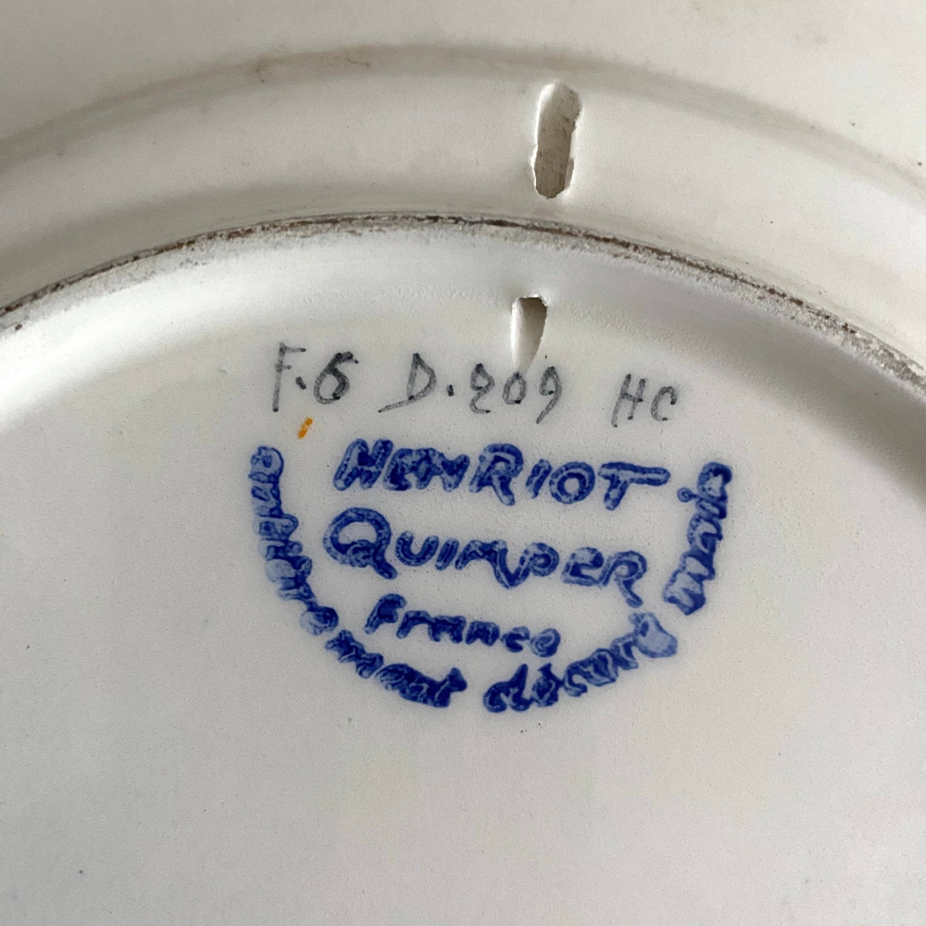 Henriot Quimper decorative plate with flowers