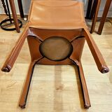 Bellini style brown leather zipped chair, Italian design