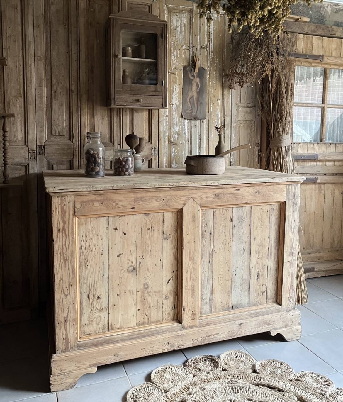 Old solid pine counter