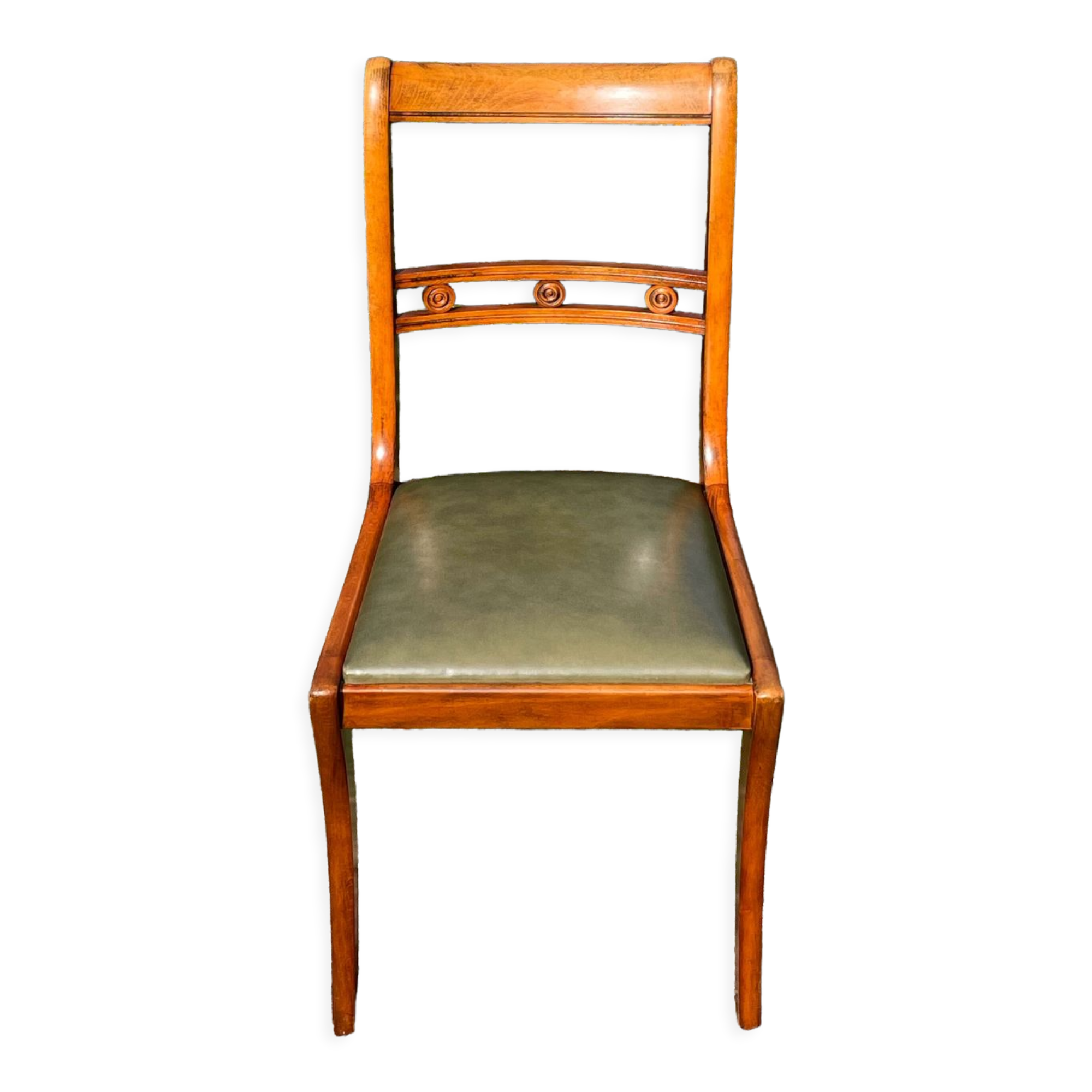 Chair cherry wood and green skaï