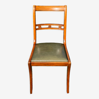 Chair cherry wood and green skaï