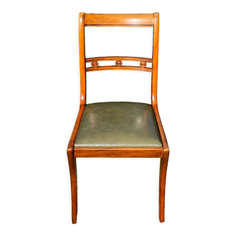 Chair cherry wood and green skaï